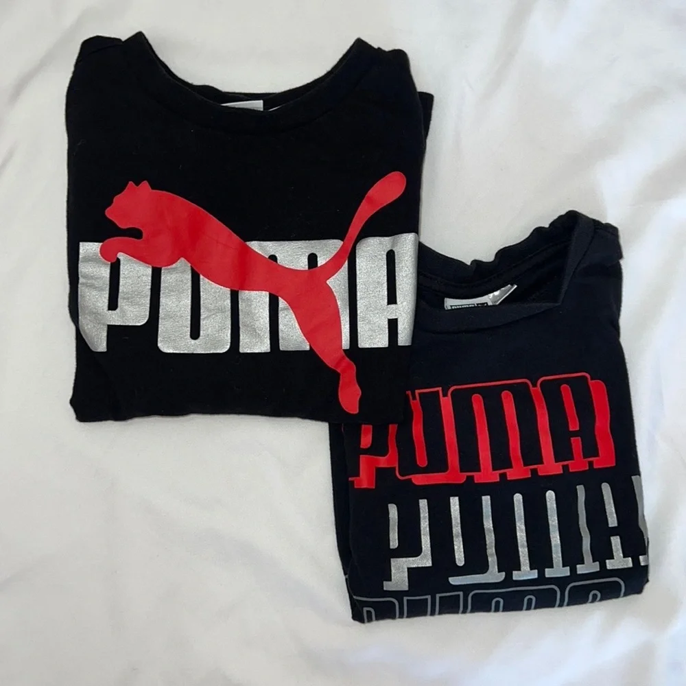 Puma‎ Long Sleeve & Short Sleeve Athletic Shirts Boys Black and Red Bundle of 2